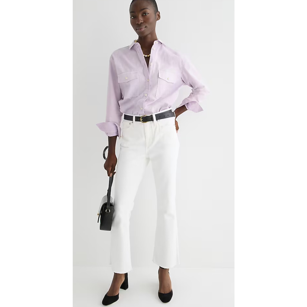 NWT J. Crew 10" Demi Boot Crop Jeans 25 0 White Ankle High Rise BQ298 J.Crew
